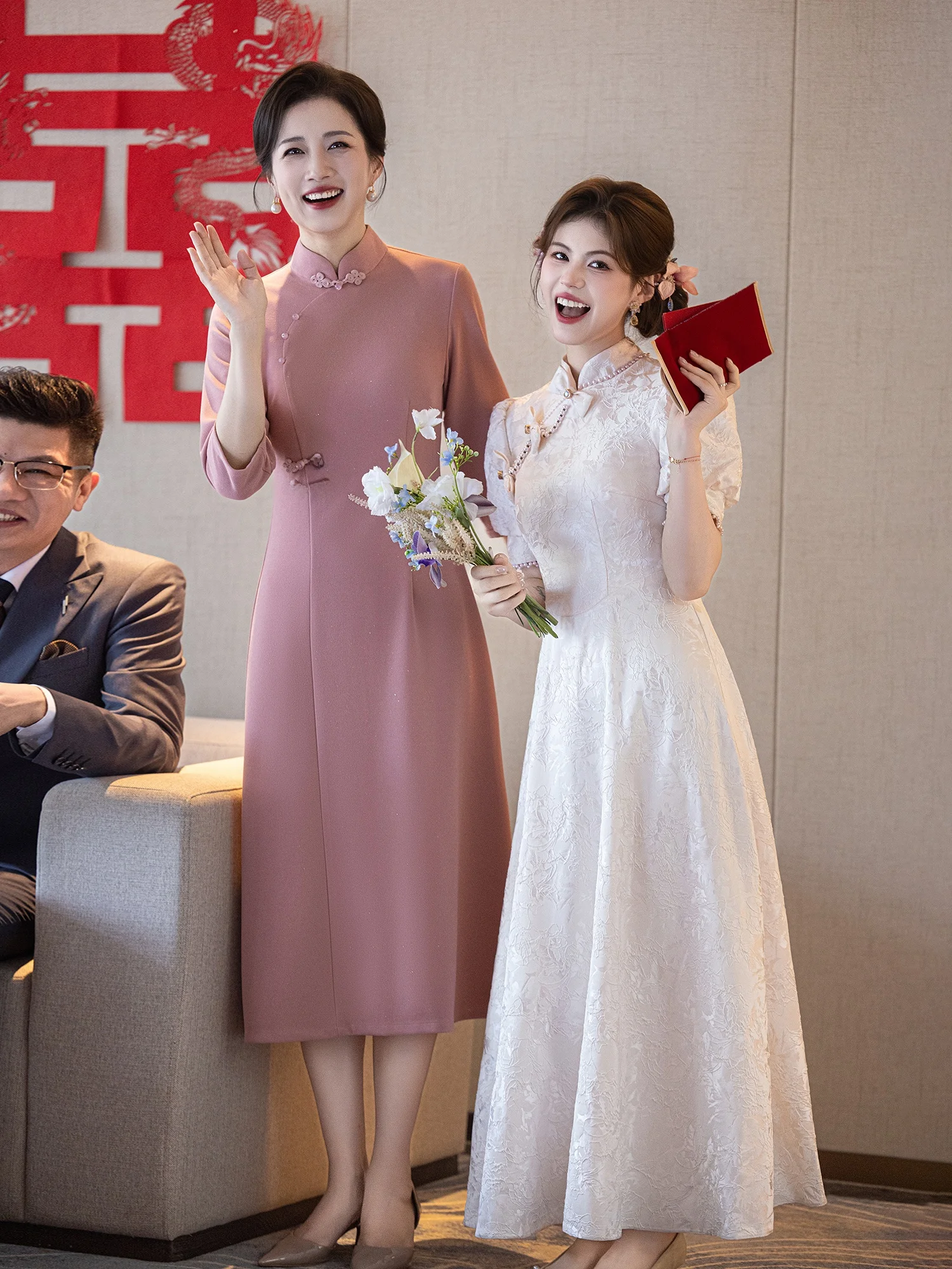 

Pink Wedding Dr for Mom Autumn Winter New Sle 2026 Women's Coat Jaet Wedding Ceremony Traditional Chinese Co...