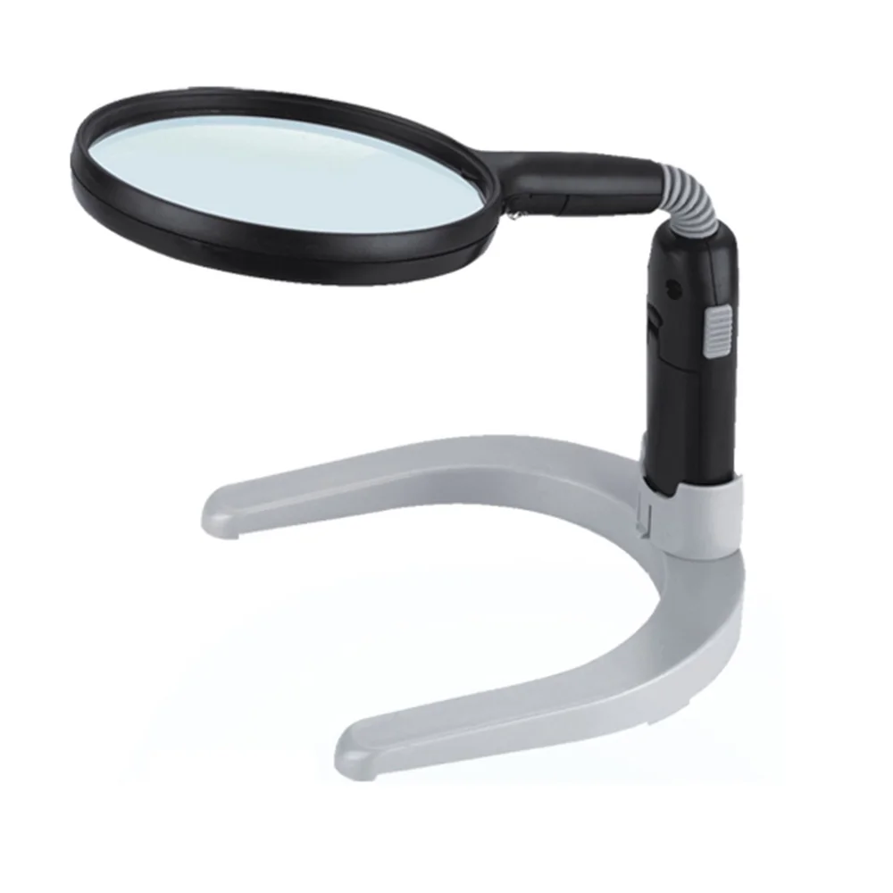 2X 4X Desktop Magnifying Glass LED Illuminated Desk lamp magnifier with stand Also can be used as a hand loupe