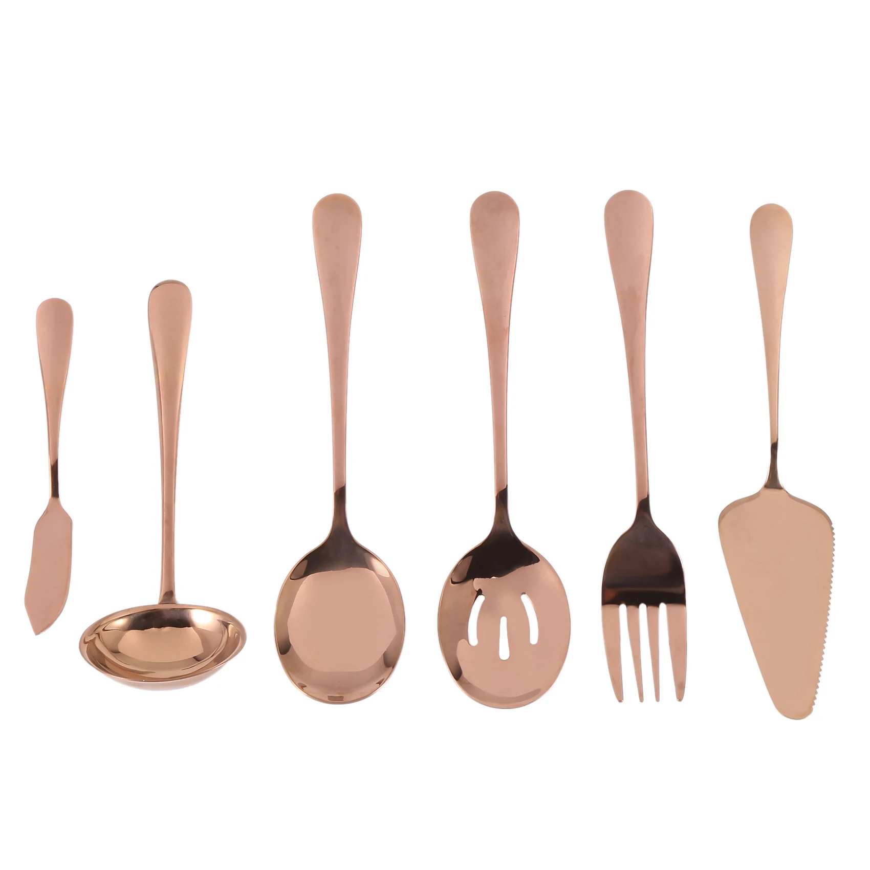 ABPQ-12-Piece Serving Flatware Silverware Set, Serving Utensil Set,Include Cake Server, Slotted Serving Spoon Rose Gold