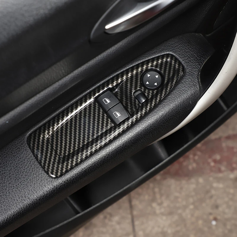ABS Carbon Fiber/Silver for BMW 1 2 Series F20 F21 F22 F45 F46 14-19 Car Window Glasses Lift Button Cover Switch Frame Trim view 2