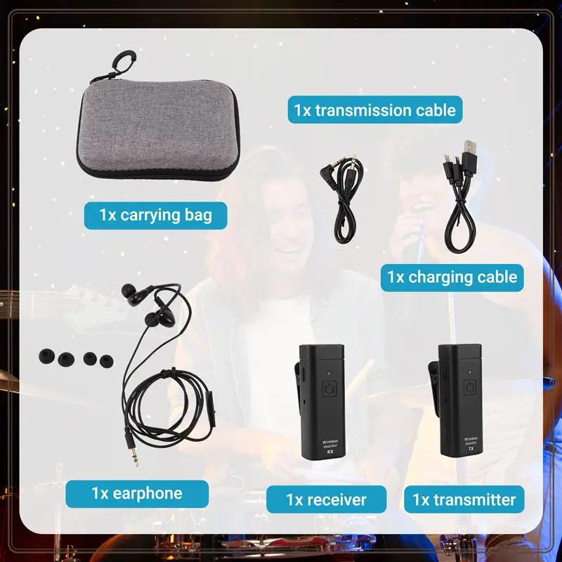 نظام مراقبة سماعات أذن لاسلكي موثوق به، جهاز استقبال إرسال ستيريو IEM احترافي مع إرجاع الأذن في الوقت الحقيقي، أذن لاسلكية