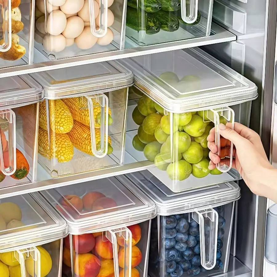 3piece Refrigerator Crisper With Handle, Ideal For Organizing And Storing Vegetables  Beverages In The Refrigerator And Kitchen. Prt Material Handle Facilitates Easy Movement Within Various Compartments Of The Refrigerator sh260227154191161486337