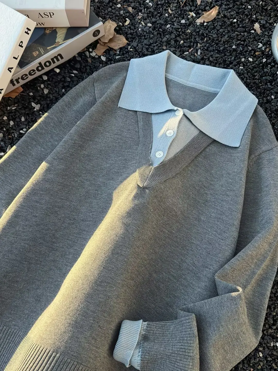 

Ретро-японский вязаный свитер с длинными рукавами, имитация двухслойности, повседневный мужской модный свитер для осени и зимы, теплый и дышащий