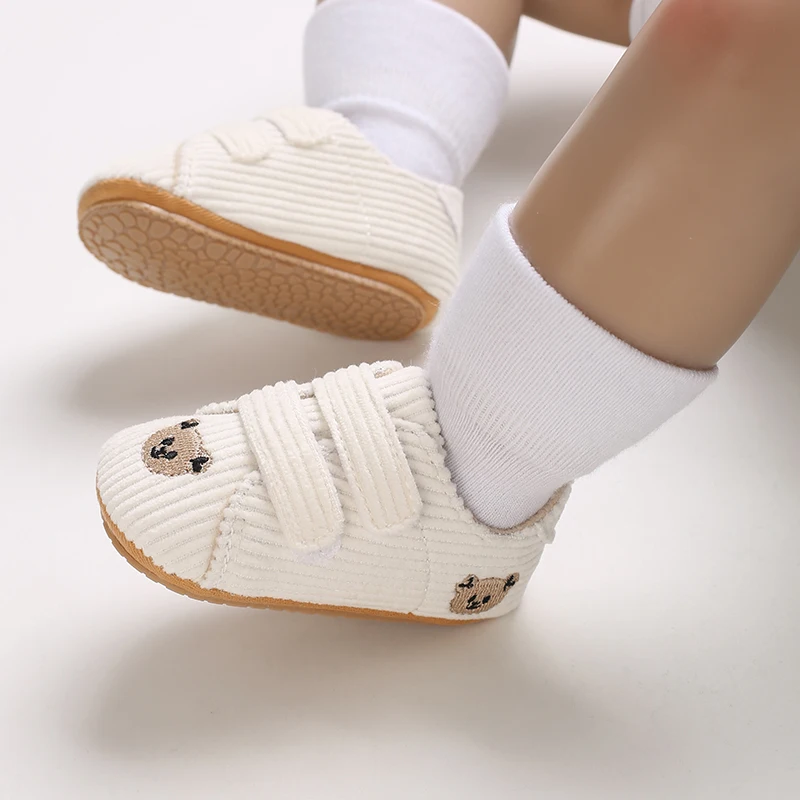 Klassieke Babyschoen Jongen Meisje Baby Schattig Dier Gezicht Casual Platte Sneaker Baby Enkellaars Katoenen Rubber Antislip Warme Wandelschoenen