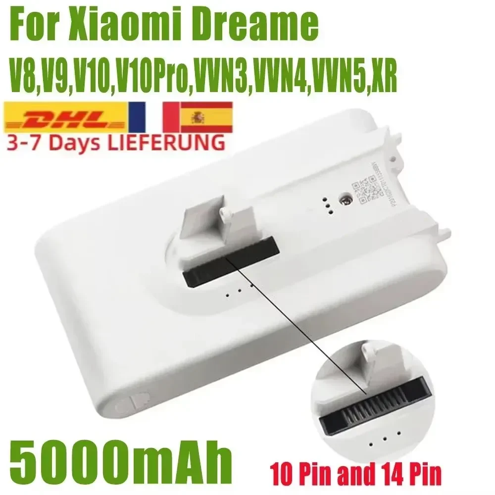 (5000mAh) Batterie de rechange pour aspirateur - Batterie de rechange pour Xiaomi Dreame V8, V9, V10, V10Pro, VVN3, VVN4, VVN5, XR Batterie lithium-ion