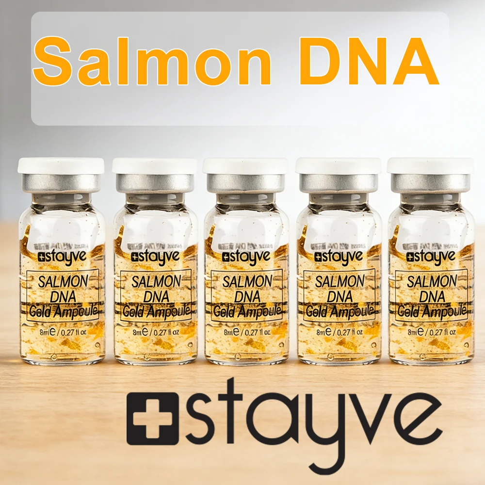 Корейский набор ампул с ДНК лосося и золотом 8 мл: BB-крем для сияния, отбеливания, омоложения и увлажнения кожи лица, для микронидлинга 0,25 мм