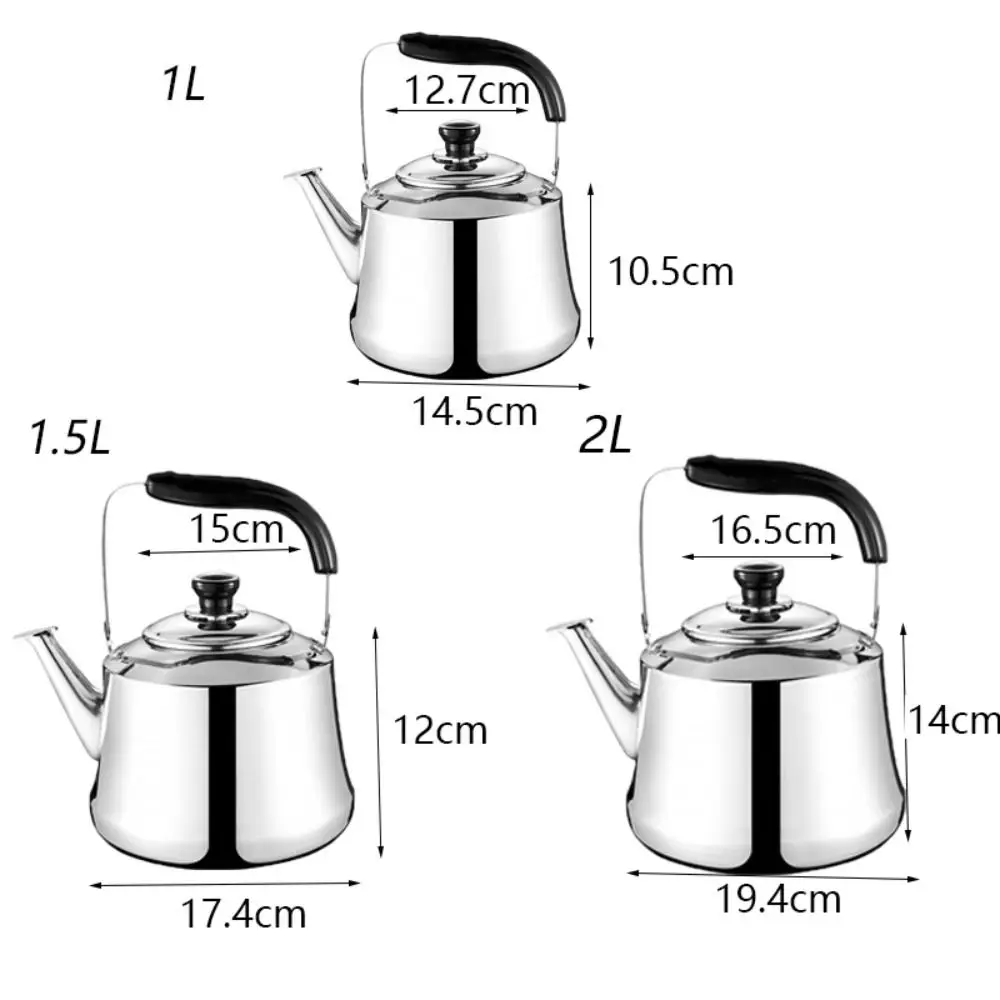 Chaleira de chá com apito de 1/1, 5/2l com filtro, alça ergonômica, chaleira de água fervente, bule de aço inoxidável à prova de ferrugem