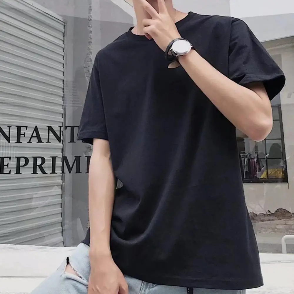 Cotton Short Sleeve T-shirt Men T Shirts Tops 2023 Men's Short-sleeve Shirts Pure Color T Shirt T-shirts Male Tops Mens Clothing