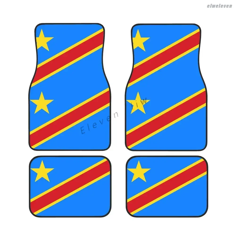 Democratic Republic Of Congo Flag Car Waterproof Rubber Car Mats 4PCS Car Floor Carpets Rugs Non-Slip Auto Foot Mats