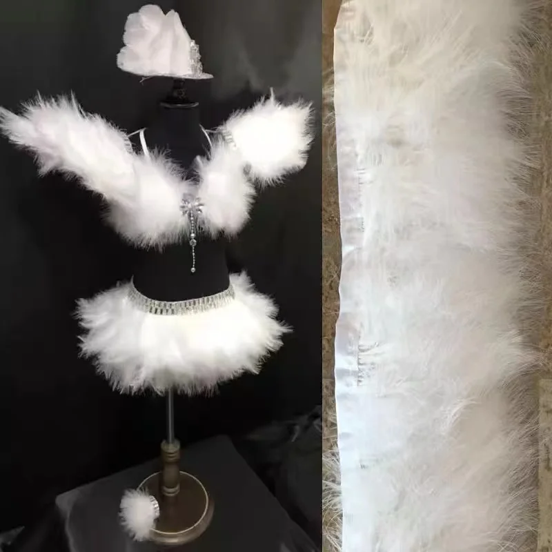 1 Meter Fluffy Turkey Feathers Trim Fringe Ribbon 10-15cm Marabou Feather on Tape Fringes Sewing Party Clothing Dress Decoration