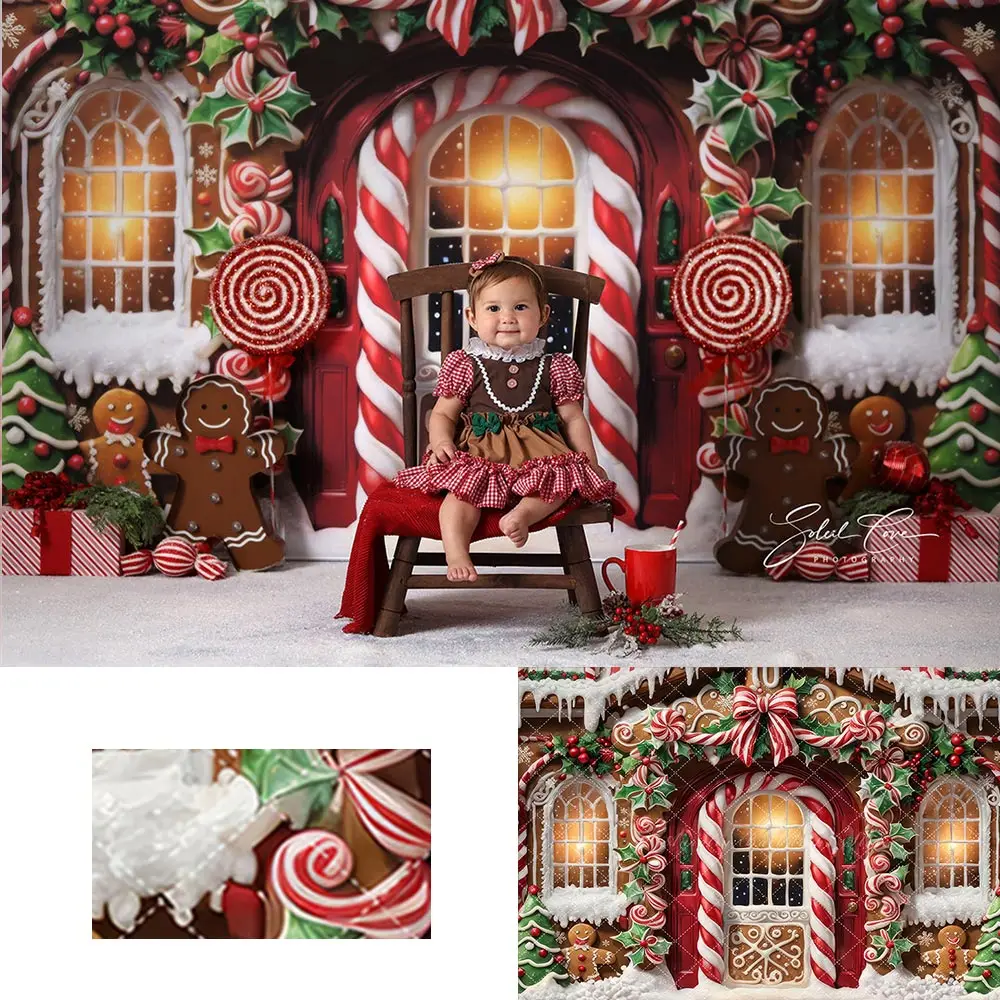 

Christmas Jolly Gingerbread Men Backdrop Kids Baby Cake Smash Photography Props Child Adult Birthday Photo Shoot Backgrounds