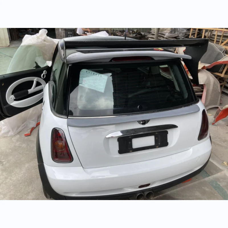 

Fiberglass Rear Spoiler M7 Style For Mini R53 Fiberglass Glass Roof Wing Hatchback FRP Glossy Black Middle Splitter Lip Trim Kit