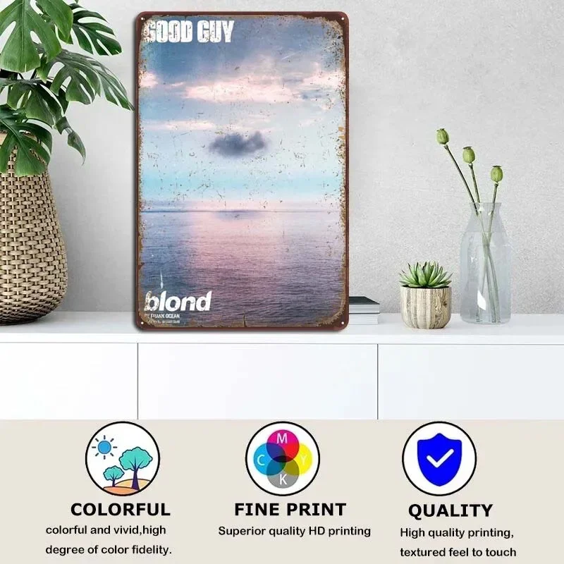 Tin Sign Metal Poster Retro Frank O-Ocean Blond Room Decor Custom Retro Metal Signs for Garage Bar Wall Decoration Art Mural