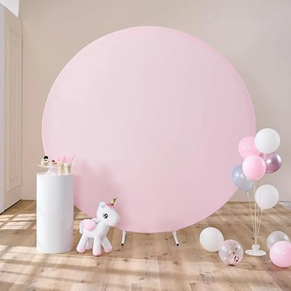 Customized White Round Backdrop Cover Pink Blue Circle Wedding Birthday Party Decor Baby Shower Newborn Wedding Photo Background