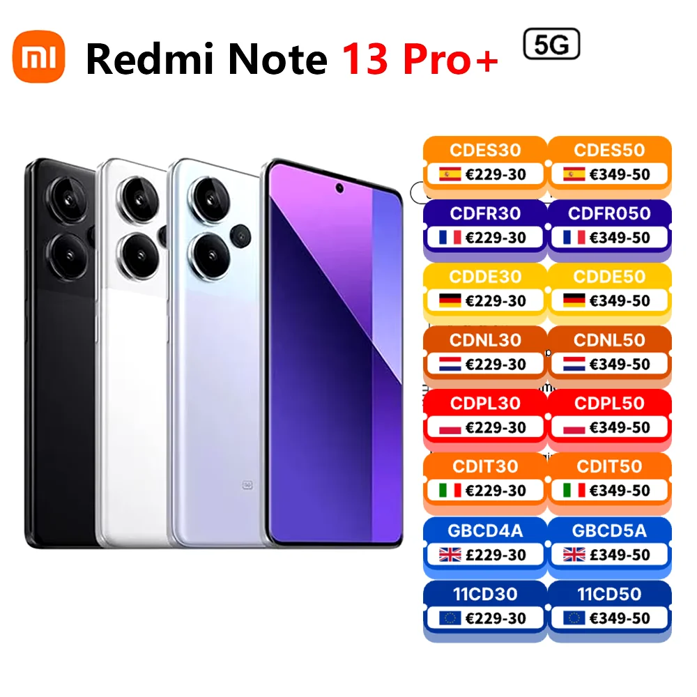 Xiaomi Redmi Note 13 Pro Plus 5G Smartphone Global Version NFC MediaTek Dimensity 7200-Ultra 200MP Camera 120Hz 6.67