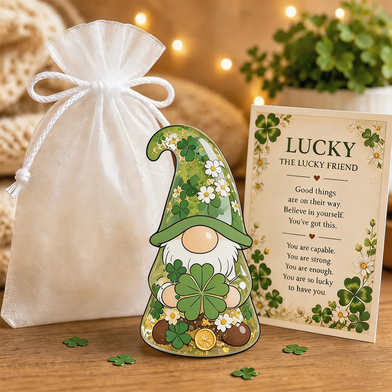 Dwarf Figurine with Message Card and Gift Pouch Positive Dwarf Desk Ornament for Home Office Teacher Coworker Friend Gifts