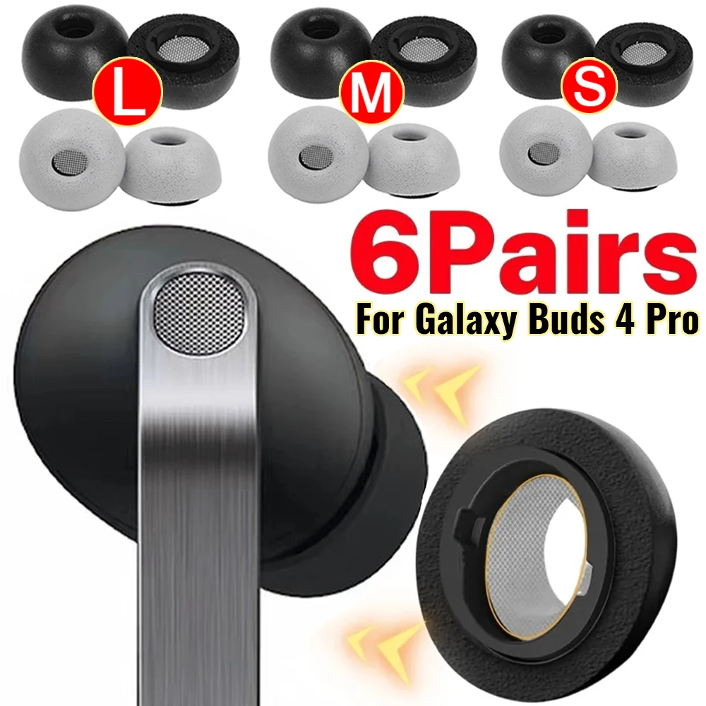 Memory Foam Eartips for Samsung Galaxy Buds 4 Pro Eartip Soft Earplugs Anti-Slip Earbuds Ear Tips For Buds4 Pro Earphone Case