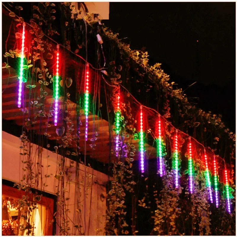 30/50cm 8Tubes Solar LED Meteor Shower Light Holiday Wedding String Light Garden Christmas Decoration Outdoor Meteor Rain Lights