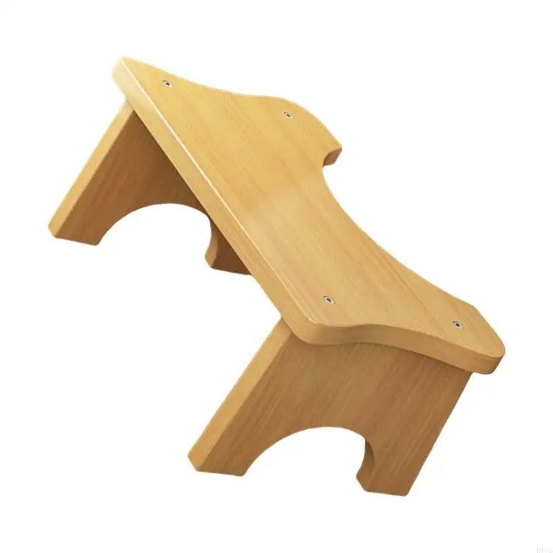 R1WB Sturdy Bamboo Toilet Step Stool Anti Slip Base Easy Carry designs for Home Bathroom