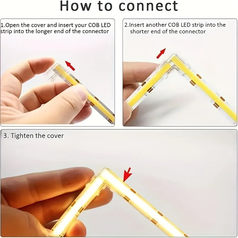 10/20/50Pcs COB LED Connectors 5/8/10mm Solderless Transparent 2/3/4 Pin Connector Strip to Strip For CCT FCOB RGB Strip Lights