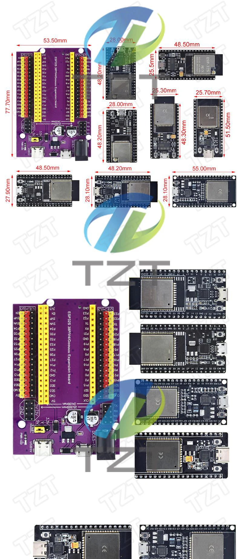 ESP32 Entwicklungsboard TYPE-C/MICRO USB CP2102 WiFi+Bluetooth Dual-Core ESP32-DevKitC-32 ESP-32 Erweiterungsplatine 38 PINs – Detail 2