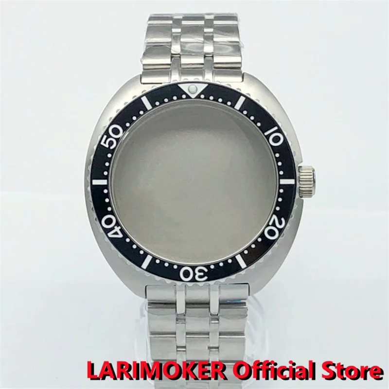 LARIMOKER 43mm Silver Stainless Steel Watch Case Sapphire Glass Ceramic Bezel NH35 Case fit NH36 ETA2824 PT5000 2836 Movement