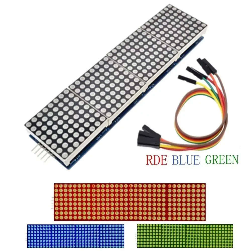 Module de matrice de points MAX7219 pour microcontrôleur Arduino, affichage 4 en 1 avec ligne 5P rouge vert bleu