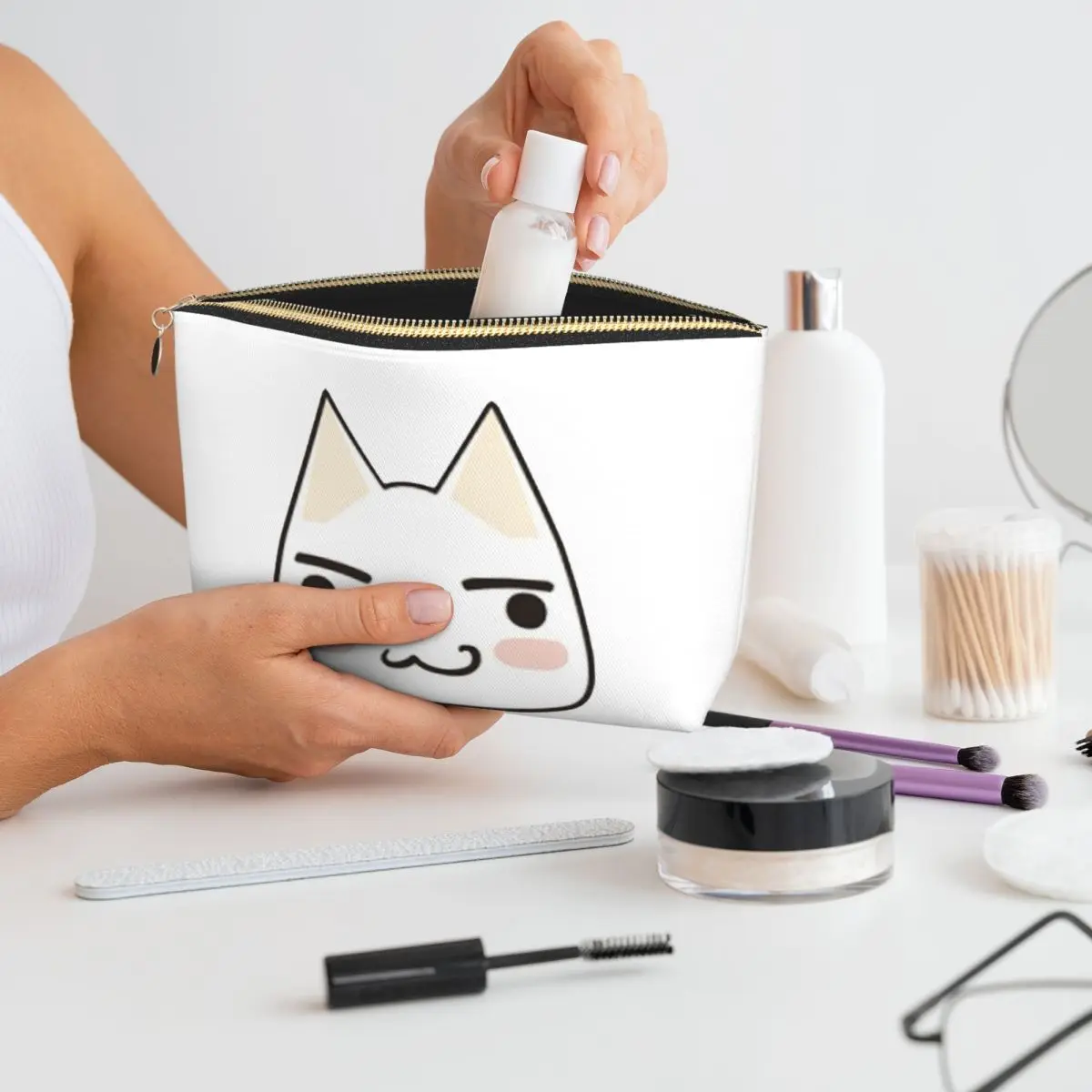 

Cartoon Animation Toro Inoue Cat 19 Women Cosmetic Bags Travel Makeup Organizer Pouch Toiletry Storage Dopp Kit Box
