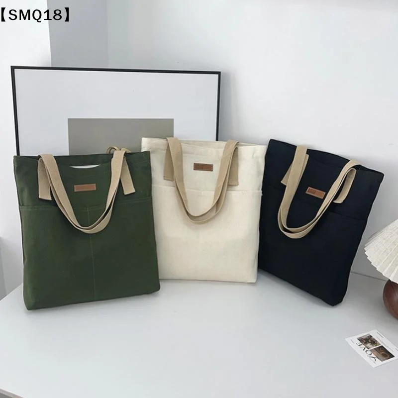1Pc Women's Tote Bag Canvas Sewing Thread Large Capacity Advanced Sense Handbag Convenient Practical Female's Commuter Bag【SMQ】
