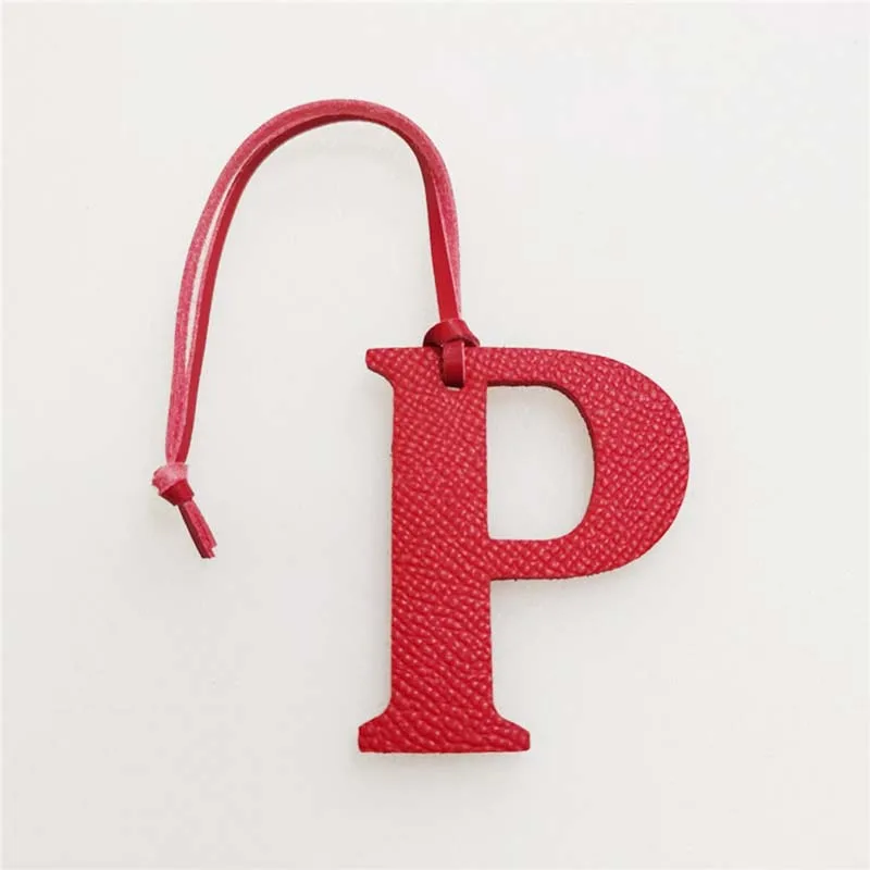 

New Custom Made Luxury Genuine Leather Character Letter P Keychain Women Bag Charm Backpack Pendant