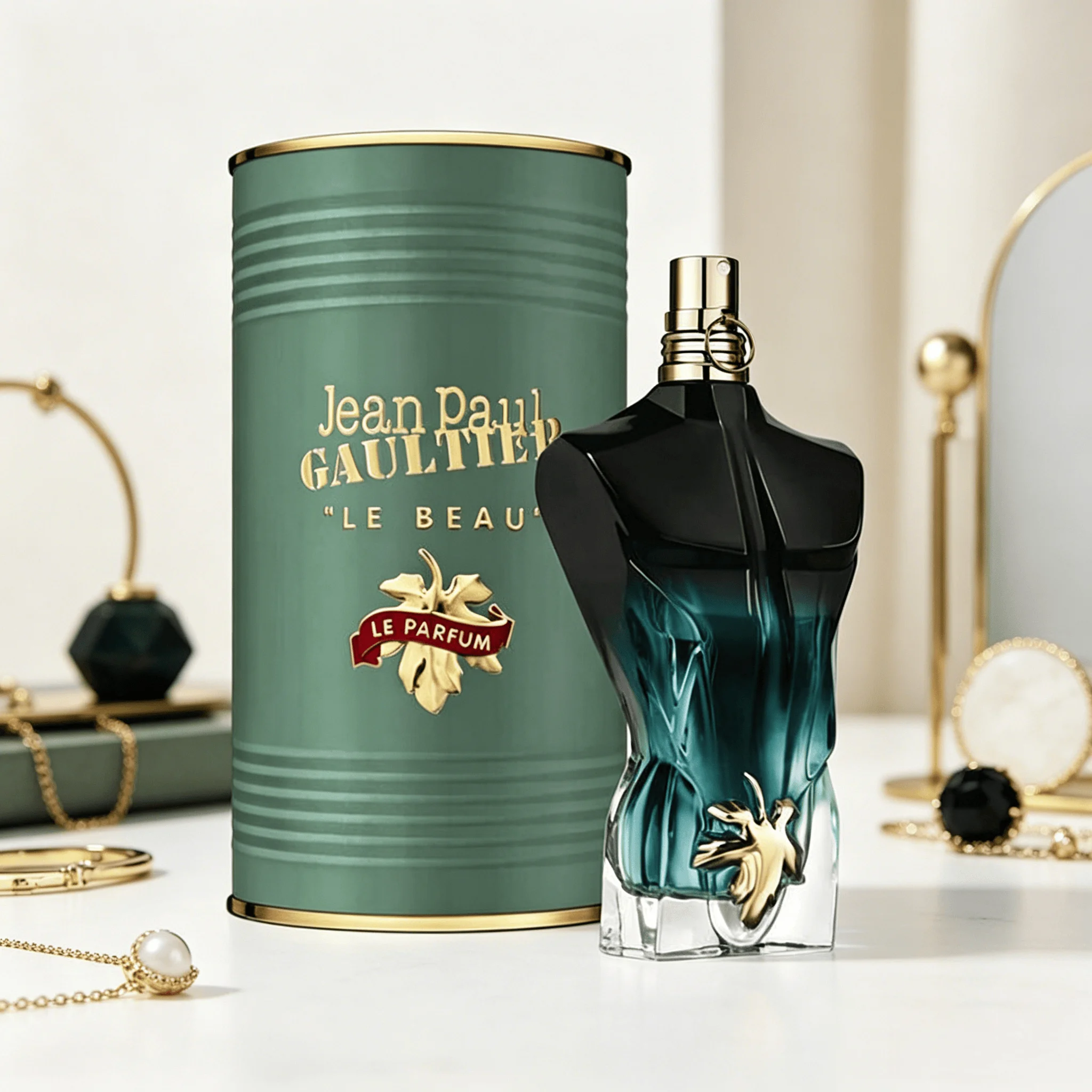 Jean Paul Gaultier Le Male Le Parfum EDP Intense 125ML Perfume Masculino com Aroma Oriental Amadeirado de Baunilha e Cardamomo, Longa Duração, Frasco Único em Formato de Torso Preto Fosco com Tampa Dourada, Caixa Cilíndrica Marrom Completa, Presente para Encontros, Clubes e Aniversários