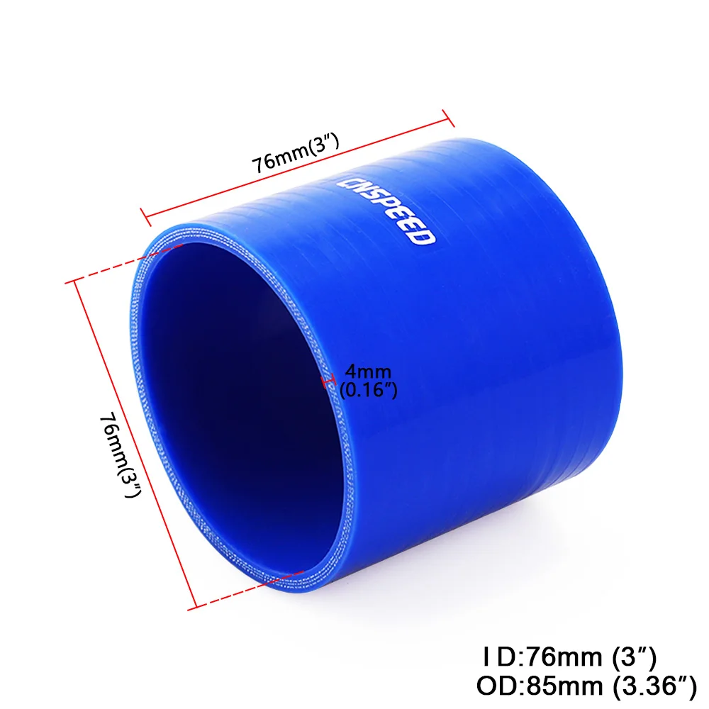 76mm Silicone Tubing Hose Intercooler Turbo Intake Pipe Coupler Hose Universal Straight Blue