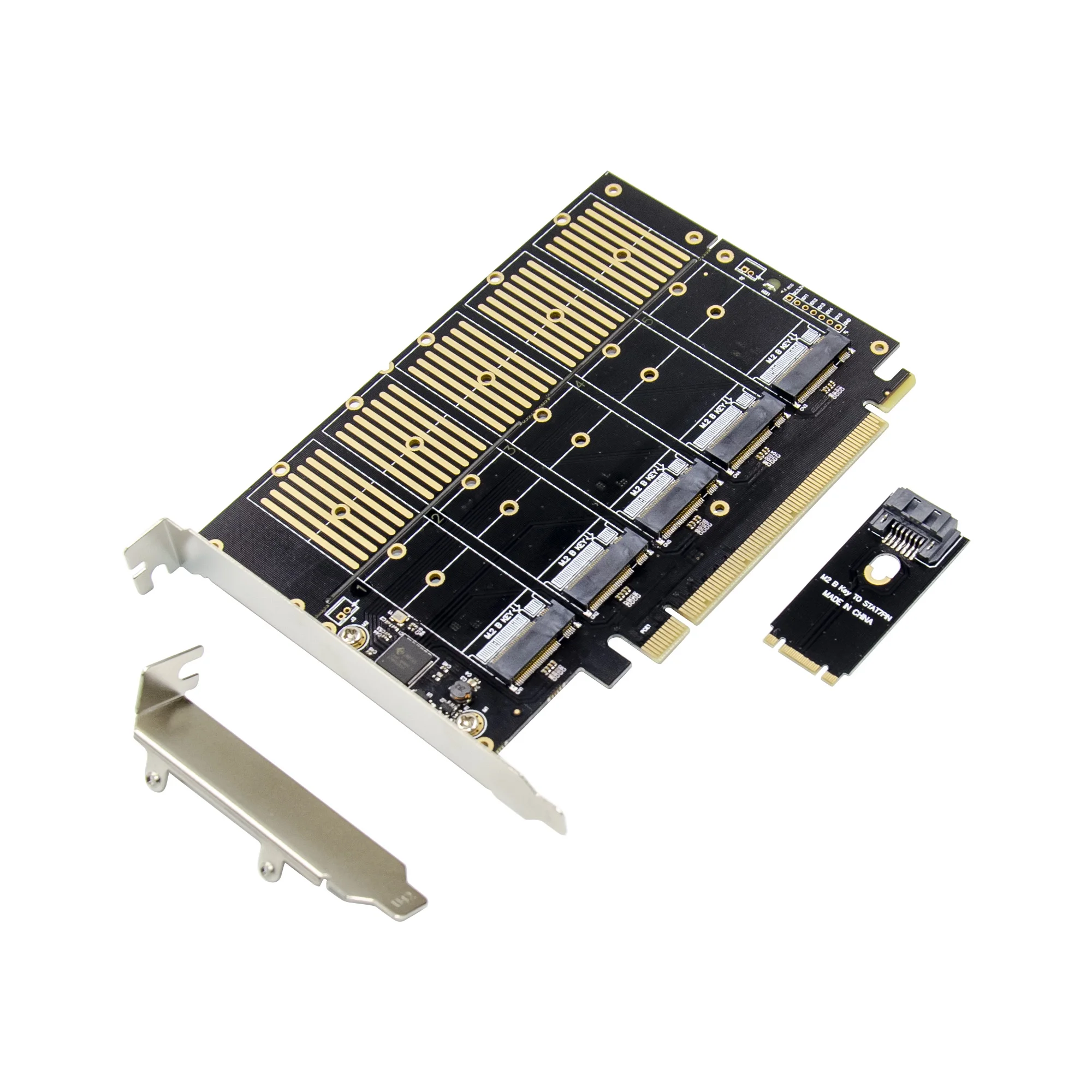 Sunweit PCIe 5-Port  M2 Key B SATA3.0 Expansion Card SSD JMB585 PCIe SATA M.2 NVME PCIe Converter Card