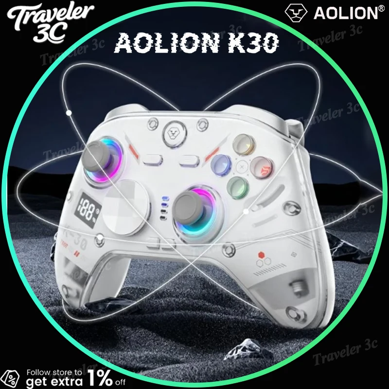 

Беспроводной игровой контроллер Aolion K30 с RGB-подсветкой для ПК, Steam, Switch, iOS, Android, iPad, джойстик TMR с откликом RT0.03MM