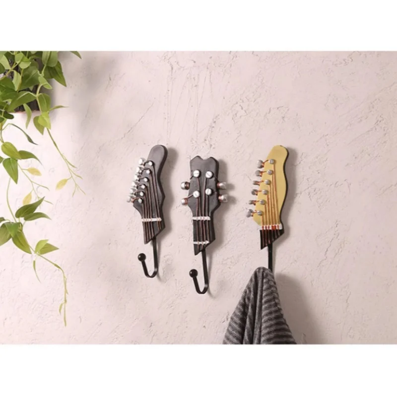 3PCS  Set of three decorative hooks creative birthday gift living room bedroom personalized hooks decorative guitar