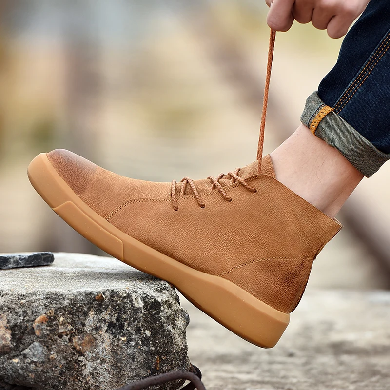 Botas tácticas militares de senderismo al tobillo de invierno de cuero genuino para hombre zapatos de hombre al aire libre