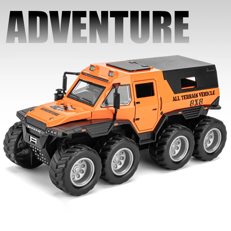 1:32 Russia Avtoros Shaman 8x8 ATV Armored Alloy Diecasts & Toy Vehicles Metal Toy Car Model Sound and light Collection Kids Toy