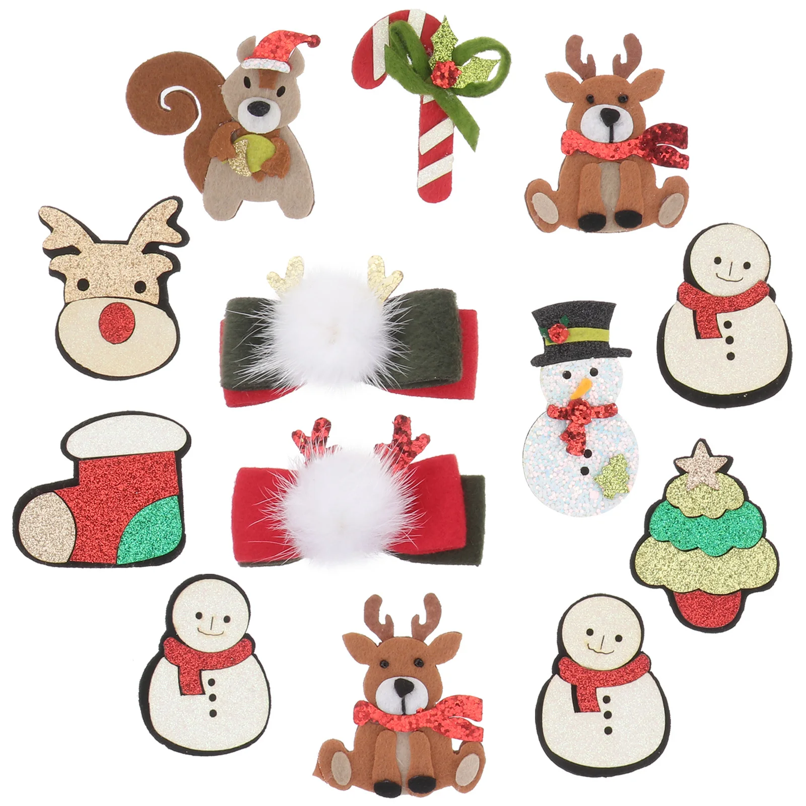 

13pcs Hair Pin Diy Accessory Christmas Elements Elegant Decoration Handmade Party Wear Headdress Decor Accessories