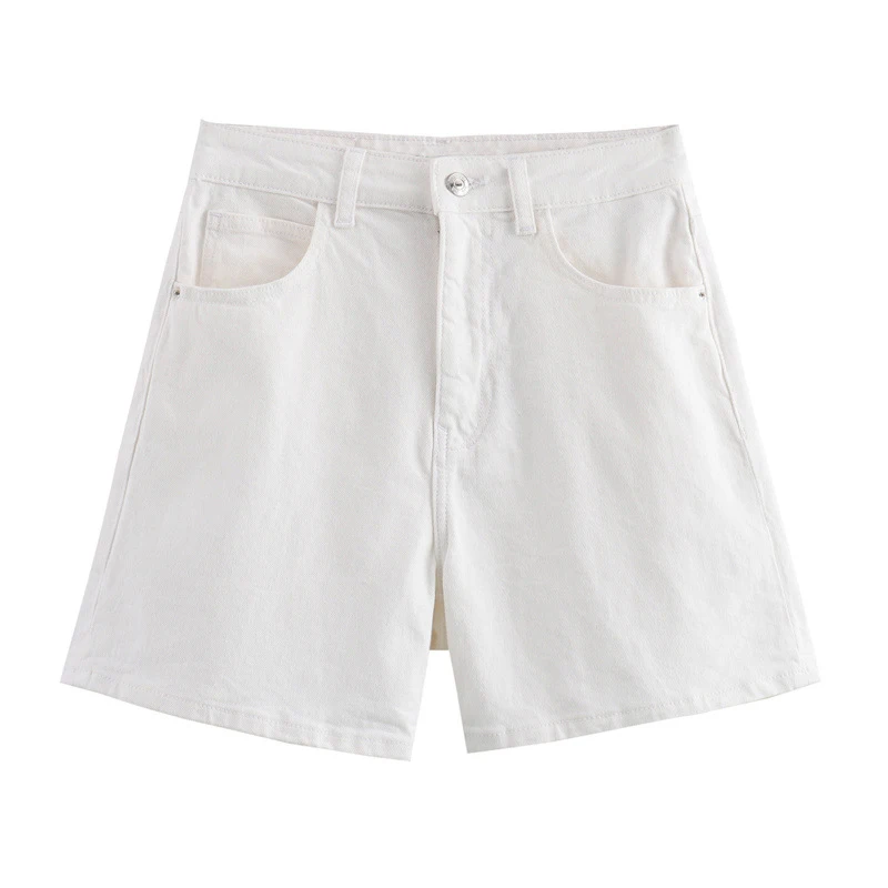 

Simple Versatile Women Straight Jean Shorts Summer New Loose Comfortable High Waist Denim Shorts Fashion Distressed Denim Shorts