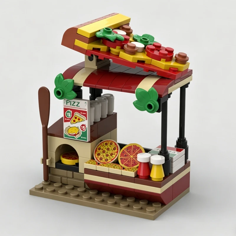 

City Street View Model MOC Building Bricks Pedestrian Street Stalls Modular Technology Assemble Children Toys Suit Gifts Holiday