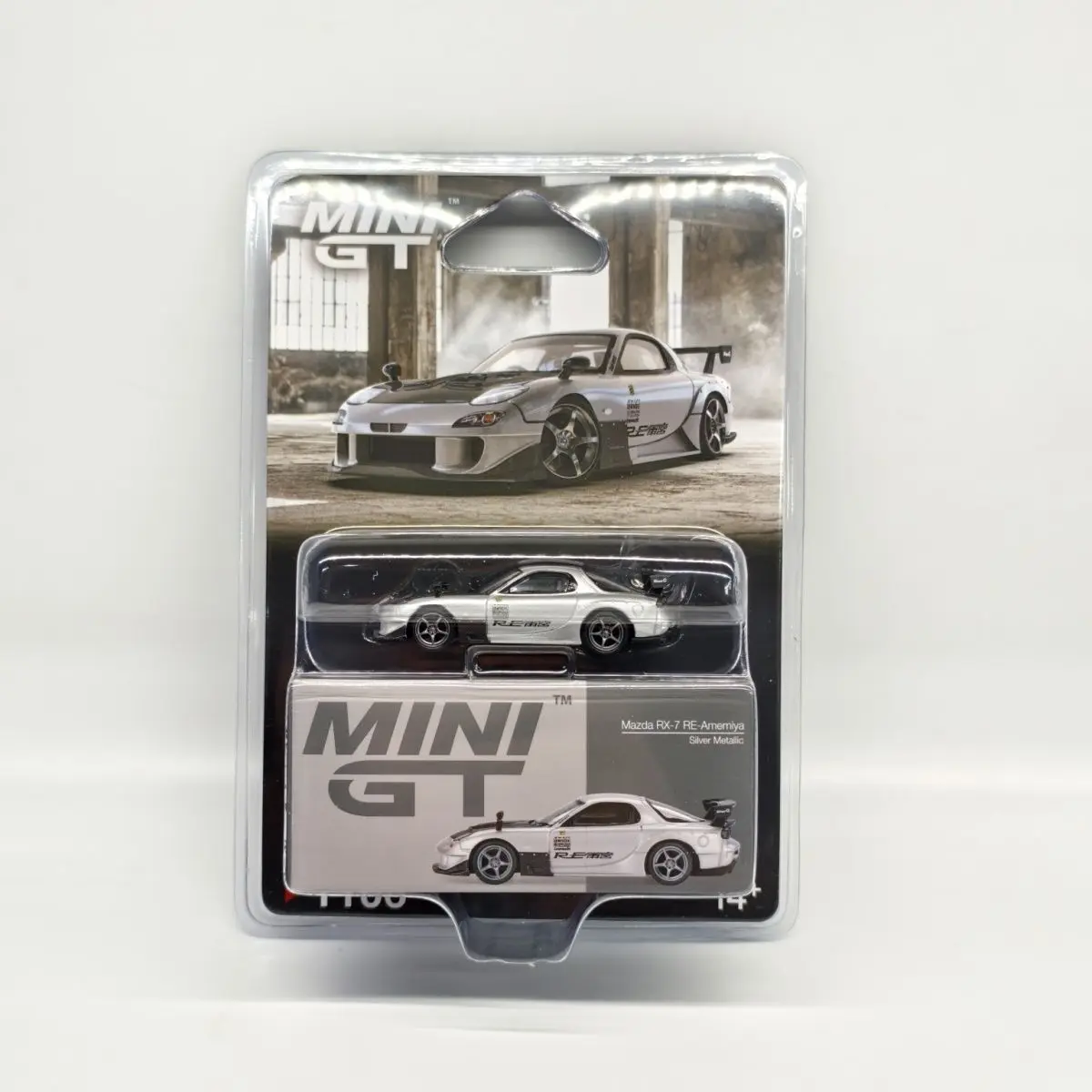 

MINI GT 1106 Mazda RX-7 RE Amamiya, silver 1:64 alloy car model with chase