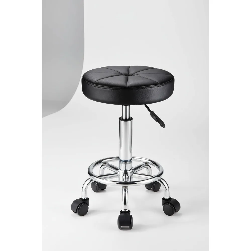 

Регулируемый табурет на колесиках, вращающийся стул для спа-салона, массажного офиса, дома, черный