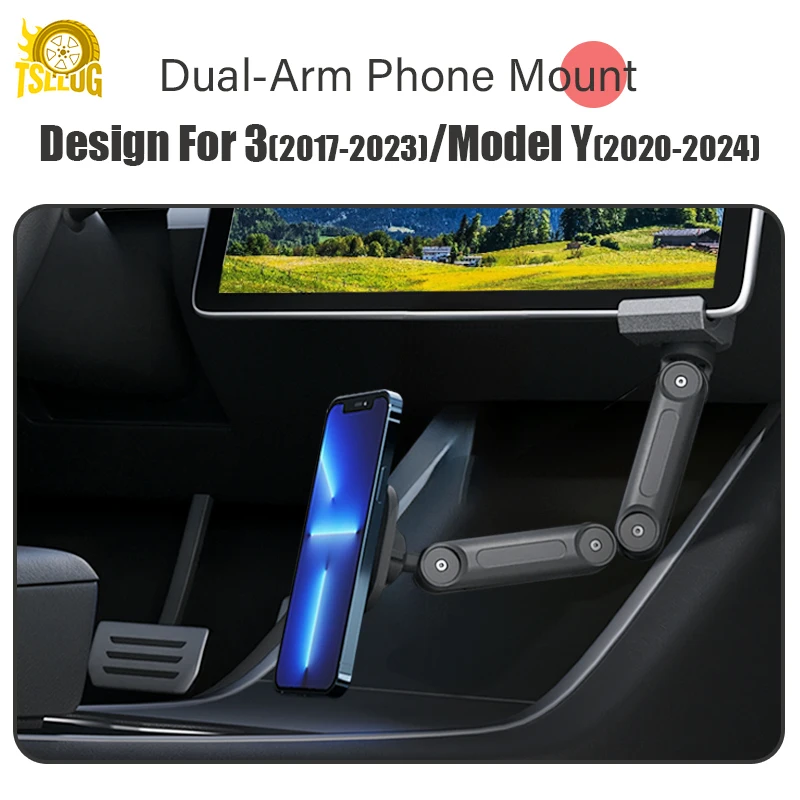 Design for Tesla Model 3/Y Foldable Wireless Magnetic Car Phone Holder for More Phones, Not compatible with Model Y Juniper.