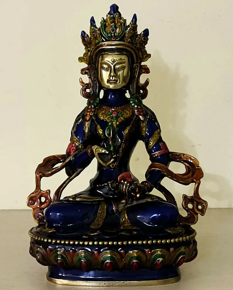 

Antique Vajrasattva Cloisonne Handcarved Bodhisattv Old Bronze Buddha Statue