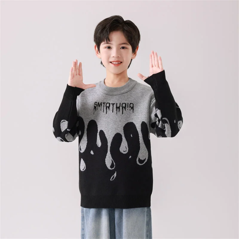 Boys Woolen Sweater Crochet Cotton Windbreak 2024 Perfect Plus Thicken Autumn Winter Teenagers Christmas Warm Children's Clothin