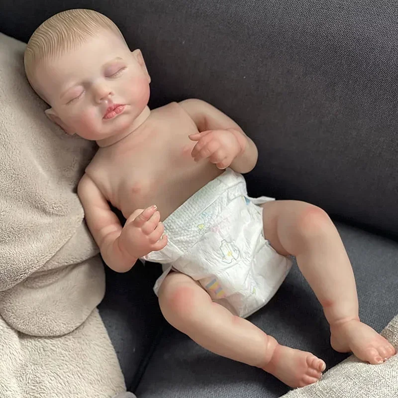 48cm  Full Vinyl Girl Body Silicone Reborn Doll Loulou with Hand painting Hair 3D Skin High Quality Gift