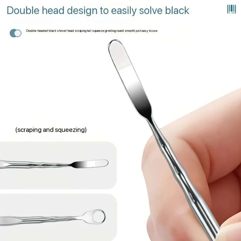 Estrattore di punti neri a doppia testa in acciaio inossidabile - Estrattore di acne e imperfezioni, strumento per la pulizia dei pori per tutti i tipi di pelle