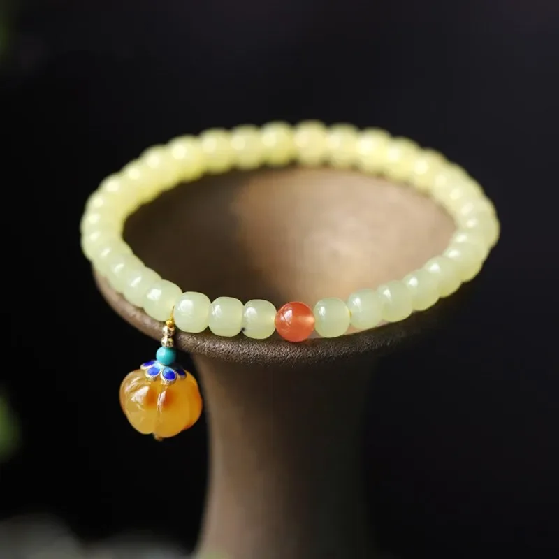 

LuxuryTail Natural Hetian Jade Beaded Bracelets for Women Gold Plated 925 Sterling Silver Fine Jewelry Accessories