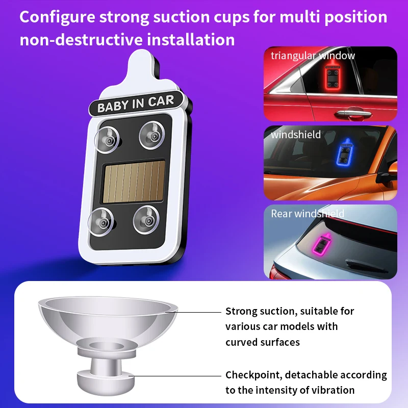 1PC Solar Powered Car LED Ambient Light with Button Control 4 Modes for Back Window Decoration Night Driving Atmosphere Lamp