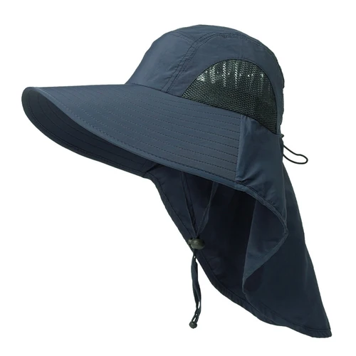 1 Uds. Gorra con solapa de cuello transpirable, gorra plana de ala ancha Unisex ligera, sombrero de pesca plegable para exteriores, sombrero de ala grande